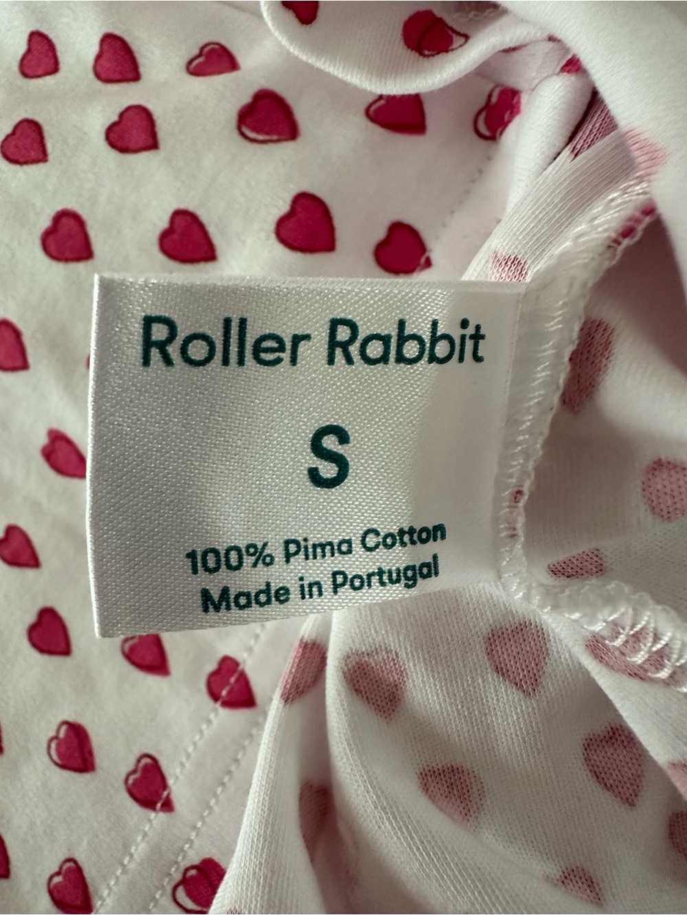 Roller Rabbit Mismatched Pajama Set with S Pink Heart and XS Blue Heart - Picture 2 of 5